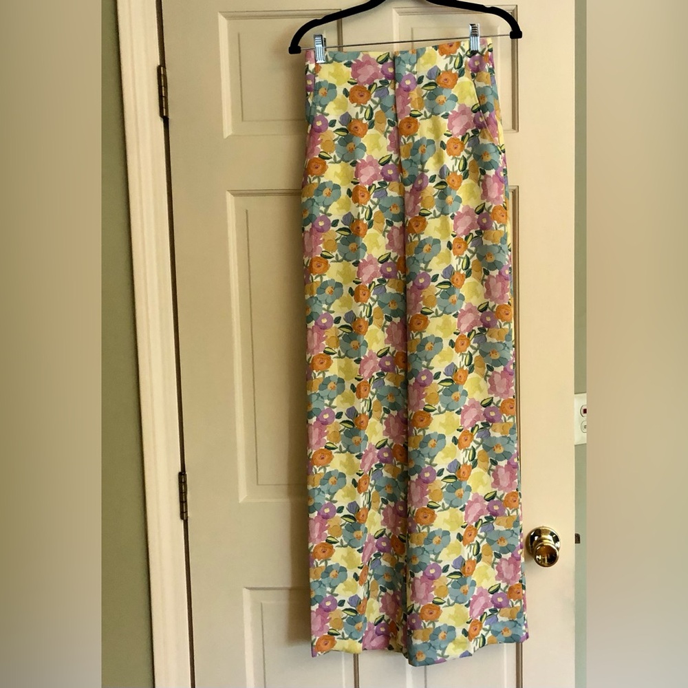 Floral Wide-Leg pants in Yellow, Blue & Pink